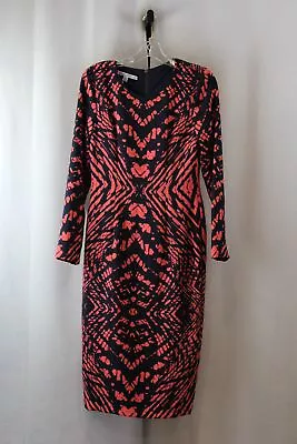Maggy London Women's Navy/Coral Pattern Dress SZ-6 • $19.99