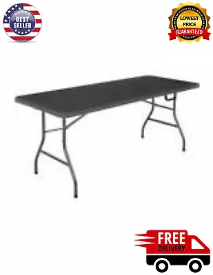 6 Foot Centerfold Folding Table Black Indoor/Outdoor Picnic Camping Table US NEW • $74.89