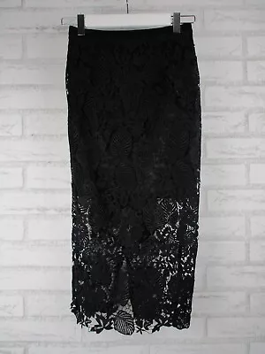 Elle Zeitoune Womens Pencil Skirt Black Floral Lace 6 • $35