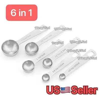 6 Pieces Measuring Cups And Spoons Set Stainless Steel • $5.99