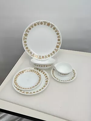 Vintage Corelle Corning Butterfly Gold 6 Piece Dinnerware Place Setting Pyrex • $29.95