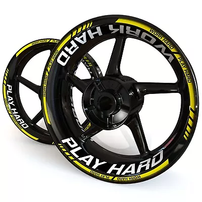 Wheel Stickers  Work Hard - Play Hard  Rim Tape Motorcycle Decals Graphics 17  • $84.70