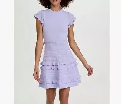 $495 Shoshanna Lilac Purple Ruffle Dress Stretch NWOT XS • $59