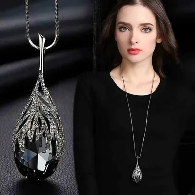 Black Fashion Rhinestone Sweater Chain Crystal Long Necklace Accessories Women • $15.98