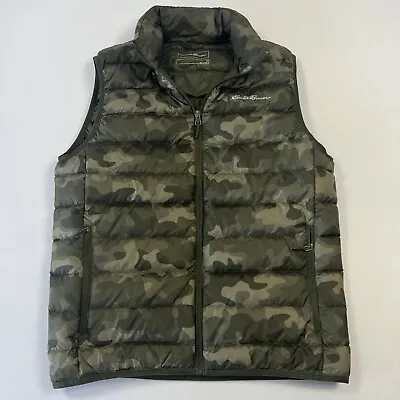 Eddie Bauer Women's Puffer Jacket Vest EB650 Down Camouflage Full Zip Green Sz S • $26