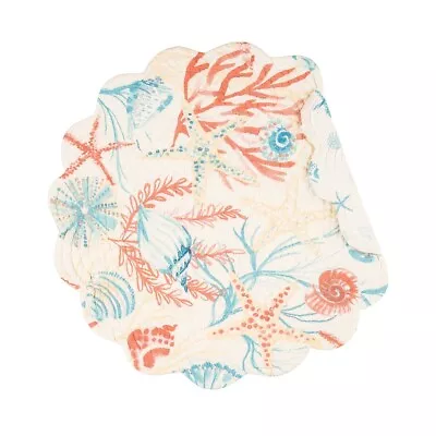 C & F Shelly Shores Round Quilted Reversible Placemats ~~ Set Of 2 • $21.95