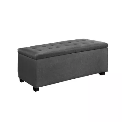 Artiss Blanket Box Storage Ottoman Linen Fabric Foot Stool Chest Toy Bed Grey • $100.04