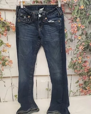 True Religion Women's Becky Blue Denim Dark Wash Mid Rise Bootcut Jeans Size 26 • $22.99