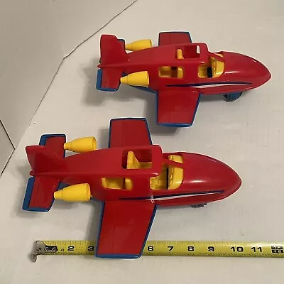 Vintage American Plastic Toys Airplane Red White And Yellow 11 X9  2 Planes • $37.50