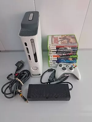 Microsoft Xbox 360 60GB Console Bundle With 10 Games Controller Tested Working • $94.78