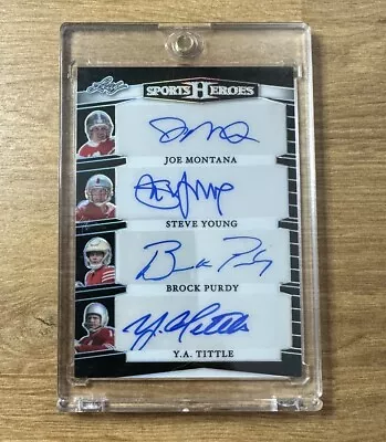 Purdy Montana Young Tittle 2024 Leaf Sports Heroes Black 49ers Quad Auto /25 Ssp • $599.99