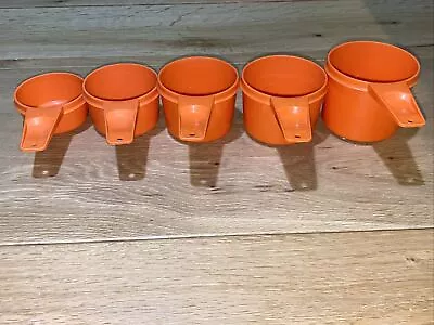 Vintage Tupperware Measuring Cups Orange Set Of 5 Baking Cooking 1970s • $17.50