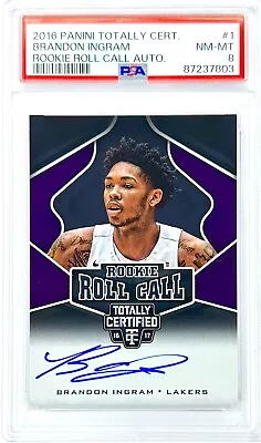 2016 Brandon Ingram Panini Totally Certified RC Auto PSA 8 (No 10's) RRC On Card • $9.99