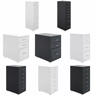 3/4/5/6/8 Drawers Filing Cabinet Metal Home Office File Storage Unit On Castors • £45.95