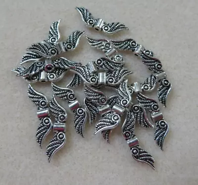 Angel Wings Silvertone Feather Design 23mm Angel Earrings And Charms.  UK SHOP • £2.50