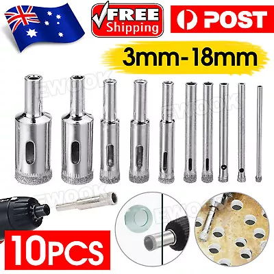 10 Pcs Diamond Glass Drill Set Drill Bit Cutter Drill Holes Saw Core Drill Tool • $5.95