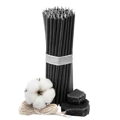 50 Pcs Black Monastery Candles Ritual Wax Dyed Through №140 5.9 Inch • £14.99