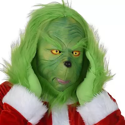 The Grinch Full Head Mask Christmas Santa Xmas Cosplay Stole Costume Accessory • $24.98