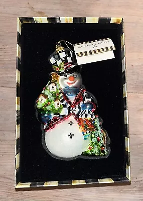 New Rare Mackenzie Childs Snowman 53913-97 Hand Blown Glass Christmas Ornament • $199.99