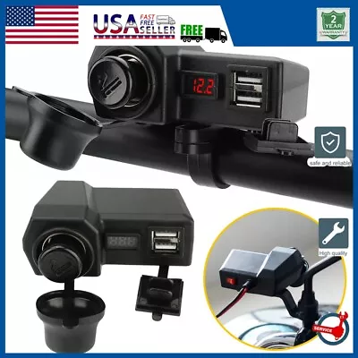 Dual Port USB Charger Socket Power Outlet Adapter Plug Waterproof For Motorcycle • $13.99