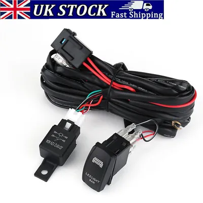 £11.99 • Buy 12V 40A LED Work Light Bar Wiring Kit Harness Loom Switch Relay Kit- 2 Leads