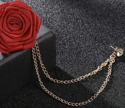 Men’s Chain And Rose Flower Brooch • £1.50