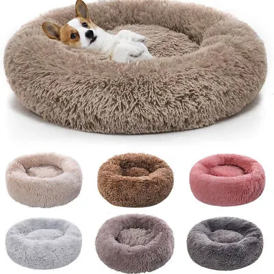 Washable Dog Bed Donut Soft Round Plush Cat Beds For Calming Pet Anti Anxiety UK • £28.99