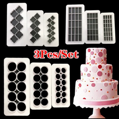 £3.95 • Buy 3Pcs/Set Geometric Cake Mould Plastic Cookie Fondant Cutter Mold Baking Tools