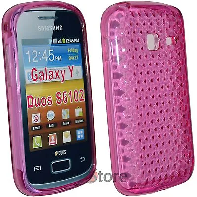 Cover Case For Samsung Galaxy Y Duos S6102 Silicone Gel Fuchsia Diamond • £2.52