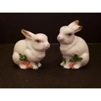 J Willfred Salt Pepper Shakers Ceramic Bunny Rabbit Easter Spring Charles Sadek  • $30