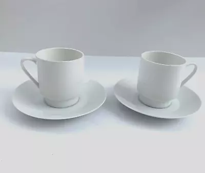 1960s Melitta Coffee Latte Cup & Saucer Set Of 2 Modern Vintage White GERMANY • $12