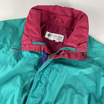 VINTAGE Columbia Bugaboo Jacket Adult XL Teal Radial Sleeve Full Zip Snap Mens • $24.50