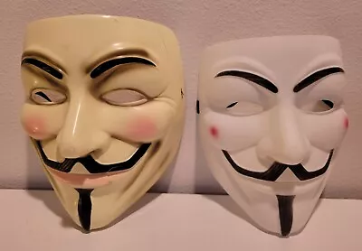 2 Costume Halloween Masks V For Vendetta Yellow & White-A20 • $8.99