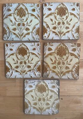 5 X Minton Hollins & Co Majolica Style Victorian Art Nouveau Tiles C1900 • £14.05