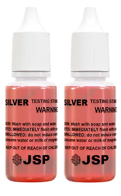 2 JSP JEWELRY TESTING ACID SOLUTION SILVER 925 TEST SCRAP 1/2 Fl Oz. BOTTLE • $12.45