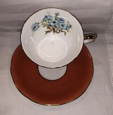 $27 • Buy Aynsley Fine Bone China Floral TEA CUP AND SAUCER Set England  Orange!