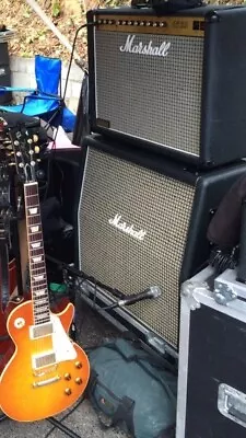 Marshall 1960A 4x12  Angled Guitar Speaker Cabinet With Greenbacks Flight Case • $1500