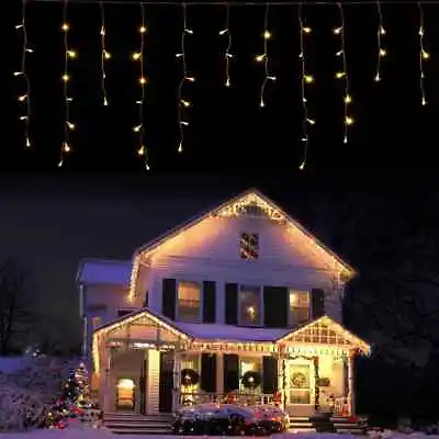 Christmas LED Icicle Curtain Fairy String Light Outdoor Wedding Xmas Party Decor • £7.99