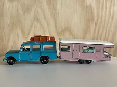 Land Rover Safari 12  Blue  And Pink Trailer Caravan 23d Lesney Matchbox • $12.99