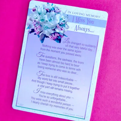 I Miss You Always In Loving Memory Graveside Memorial Card Mum Wife Mothers Day • £2.60