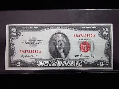 USA $2 1953 A43722589A # UNITED STATES Note Red Seal Jefferson Dollars Money • $11.90