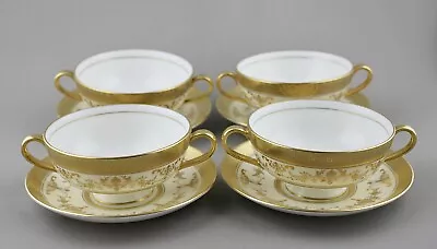 Minton Fine Bone China Riverton Cream Soup Coupes Cups & Saucers X 4 Please Read • $466.33
