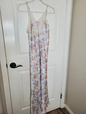 Linda Vintage Y2K Floral Slip Dress Maxi Size Large Cottage Core Princess Praire • $28