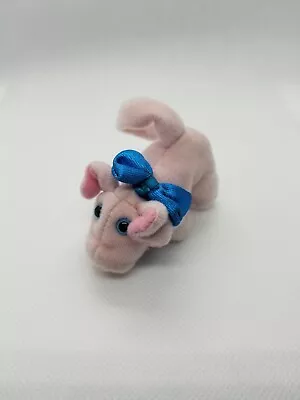 Vintage Pig Plush Miniature Cap Toys Tiny Tag-alongs Stuffed Toy Mini Blue Bow • $12.59