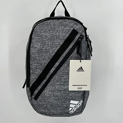 Adidas Prime Sling Backpack Heather Gray Large School Bag Fits Laptop/Tablet Boy • $39.95