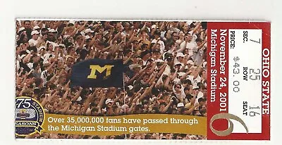 2001 Michigan Ohio State Original Football Ticket Stub • $15.99