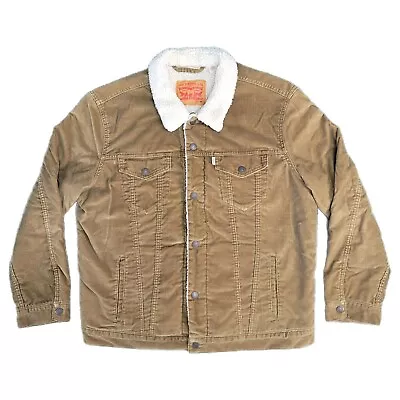  Levis Jacket Mens 2XL Brown Corduroy Trucker Sherpa Lined Y2K  • $35