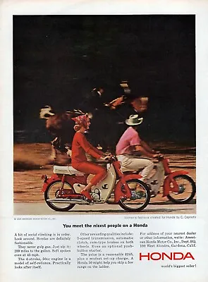 1964 Honda Sport 50 Motorcycle  The Nicest People  Original Color Print Ad • $16.47