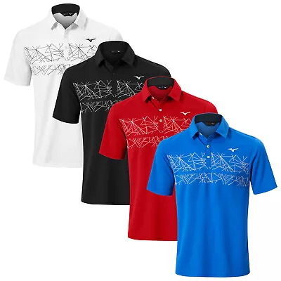 Mizuno Mens Breath Thermo Graphic Polo Shirt Winter Warm Golf Short Sleeve Top • $70.28