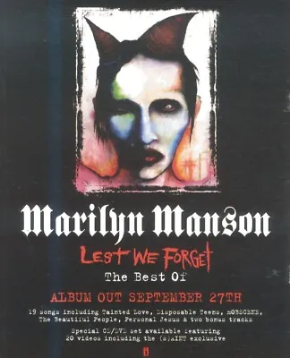 Framed Advert/picture 11x9 Marilyn Manson - Lest Me Forget - Album • $37.88
